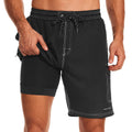 HODOSPORTS Mens Swim Trunks with Compression Liner 9 inch Bathing Suit Quick-Dry Swim Shorts Cargo Pockets S-4XL Black L
