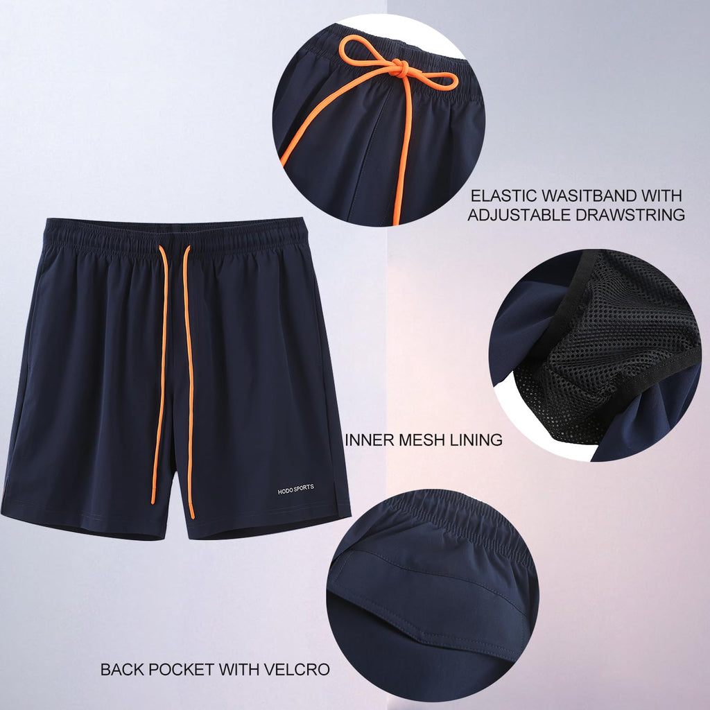 HODOSPORTS Mens Swim Trunks 7" Quick-Dry Swim Shorts with Mesh Lining and Pockets (Navy,XL)